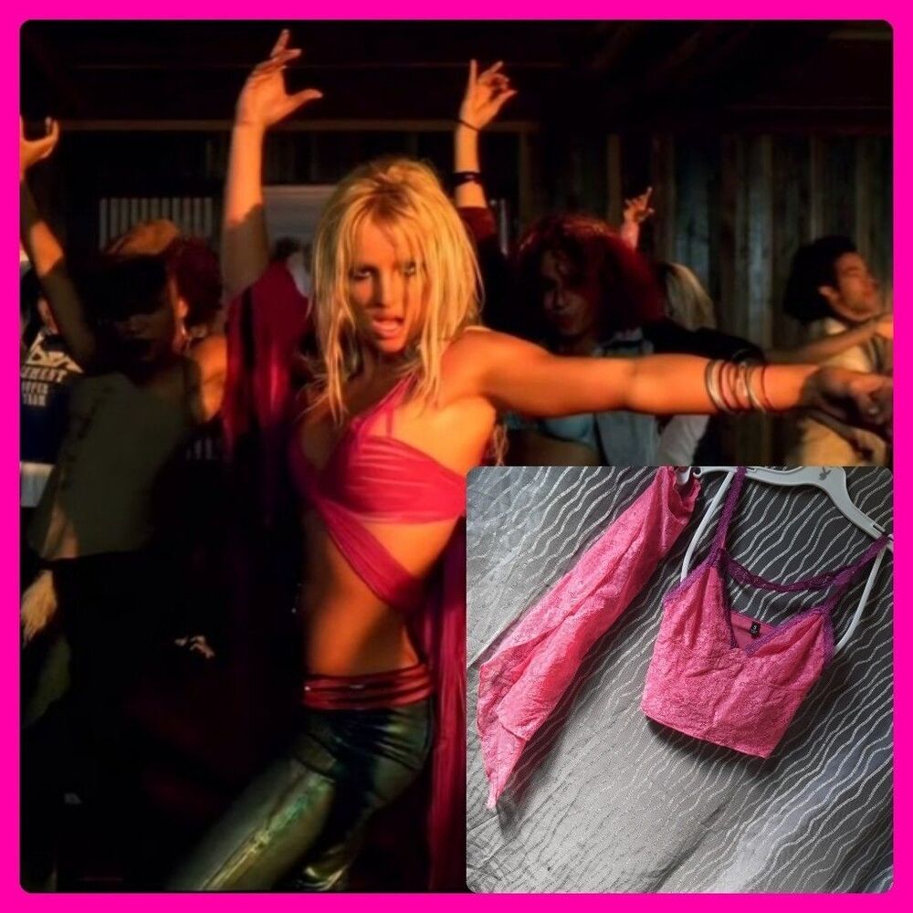 Britney Spears Slave For You Pink Top + Arm Band Womens Small Halloween Costume